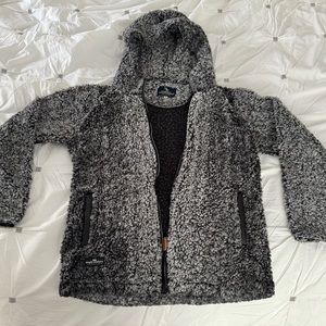 Simply Southern Sherpa Full Zip Womens Size M Gray Jacket Fleece Hoodie Coat